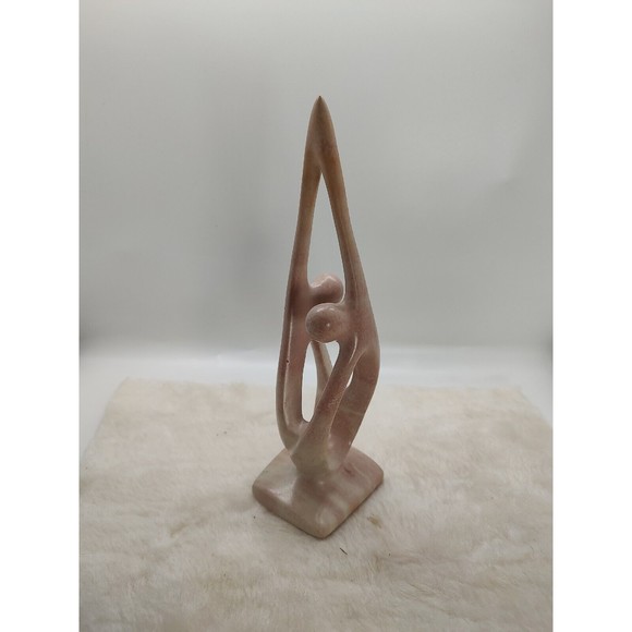 8" Carved Stone 2 Dancing Figures Kenya Ten Thousand Villages Sculpture - Picture 3 of 12